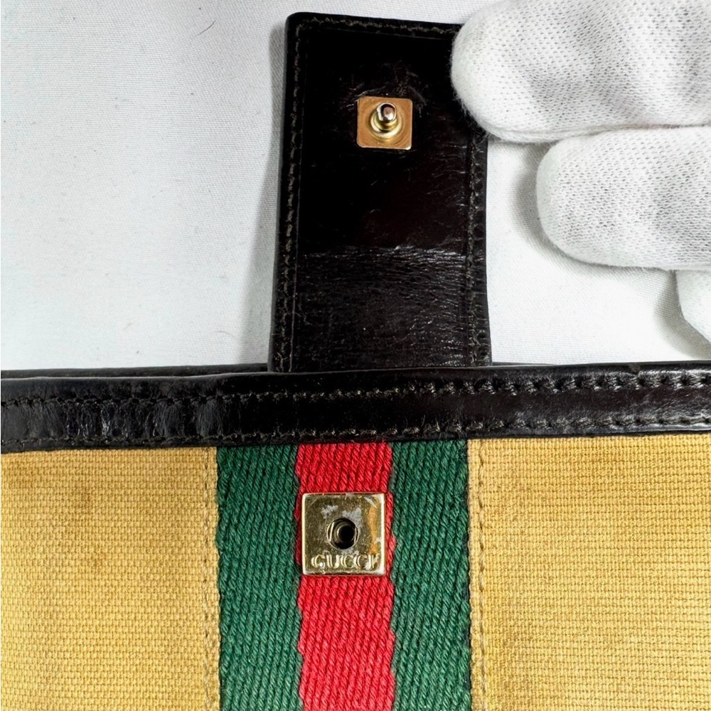 Gucci Vintage Bifold Wallet Sherry Line Leather/canvas w/ COA and box!!! - Picture 11 of 17
